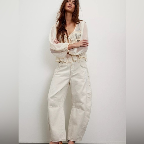 We The Free Pants - We the free good luck mid-rise barrel jeans,milk